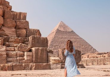 Female tourist at Egypt Pyramid